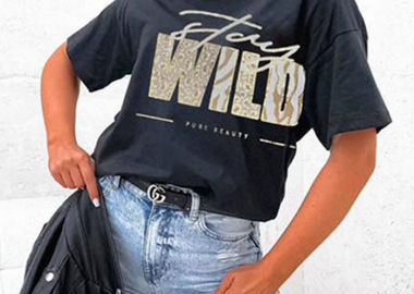 casual chic T-shirt Wild μαύρο - PerfectDress.gr - 