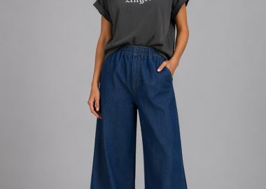 casual cropped denim παντελόνα Debbie μπλε - PerfectDress.gr - 