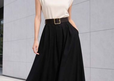 casual maxi φόρεμα ζώνη Doppio εκρού - PerfectDress.gr - 