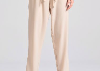 Casual παντελόνι με πιέτες και ζώνη στη μέση - FUNKY BUDDHA - 