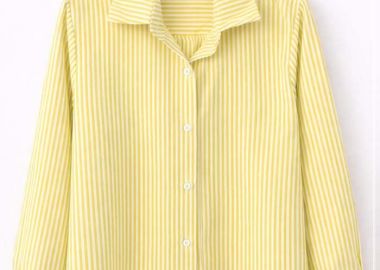 casual ριγέ πουκάμισο Stripes κίτρινο - PerfectDress.gr - 