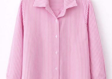 casual ριγέ πουκάμισο Stripes ροζ - PerfectDress.gr - 