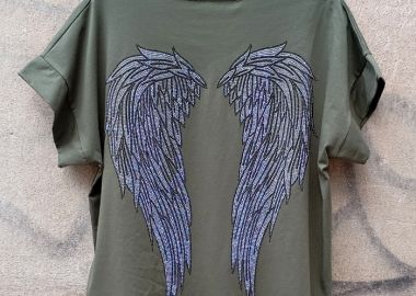 casual t-shirt Angel χακί - PerfectDress.gr - 