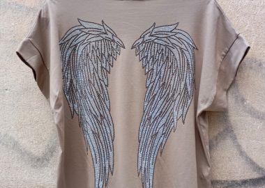 casual t-shirt Angel μπεζ - PerfectDress.gr - 