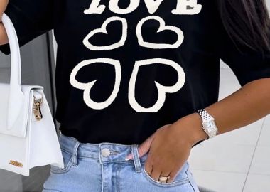 casual T-shirt Love black - PerfectDress.gr - 