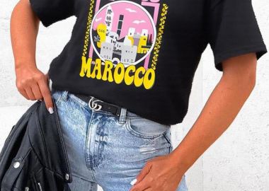casual T-shirt Marocco μαύρο - PerfectDress.gr - 