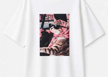 casual T-shirt Vintage Cat λευκό - PerfectDress.gr - 