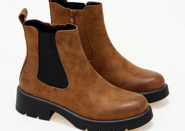 Χαμηλά ankle boots με λάστιχο - Κάμελ - Issue - 