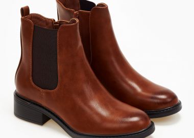 Χαμηλά ankle boots με λάστιχο στο πλάι - Κάμελ - Issue - 