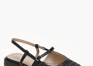 Χαμηλά εξώφτερνα γοβάκια με χοντρό τακούνι - Μαύρο - Issue - 