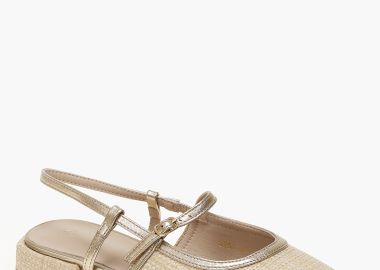 Χαμηλά εξώφτερνα γοβάκια με χοντρό τακούνι - Μπεζ - Issue - 