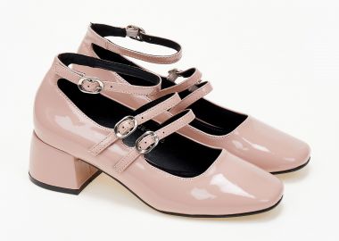 Χαμηλά γοβάκια λουστρίνι με μπαρέτες - Μπεζ - Issue - 