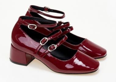 Χαμηλά γοβάκια λουστρίνι με μπαρέτες - Μπορντώ - Issue - 