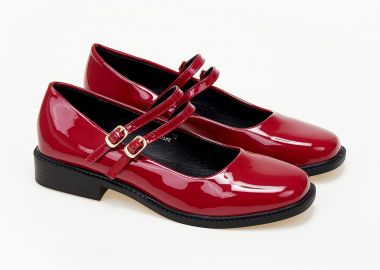 Χαμηλά γοβάκια με διπλή μπαρέτα - Μπορντώ - Issue - 