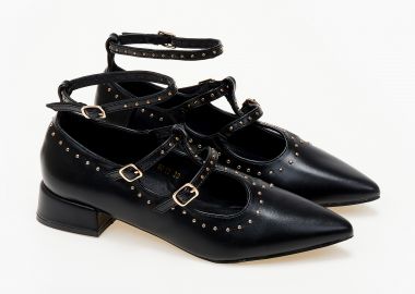 Χαμηλά γοβάκια με λουράκια και τρουκς - Μαύρο - Issue - 