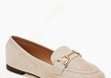 Χαμηλά μοκασίνια με suede υφή - Μπεζ - Issue - 
