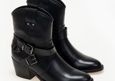 Χαμηλά μποτάκια cowboy με αγκράφες - Μαύρο - Issue - 