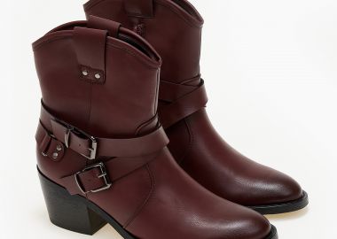 Χαμηλά μποτάκια cowboy με αγκράφες - Μπορντώ - Issue - 