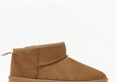 Χαμηλά μποτάκια δίσολα με γούνα - Κάμελ - Issue - 