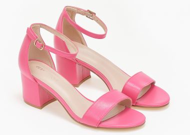 Χαμηλά πέδιλα με χοντρό τακούνι - Φούξια - Issue - 