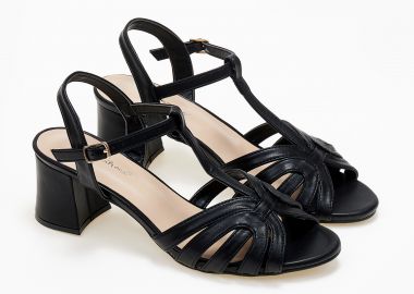 Χαμηλά πέδιλα με χοντρό τακούνι - Μαύρο - Issue - 