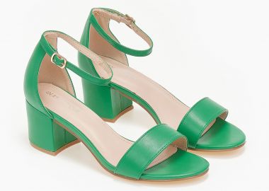 Χαμηλά πέδιλα με χοντρό τακούνι - Πράσινο - Issue - 
