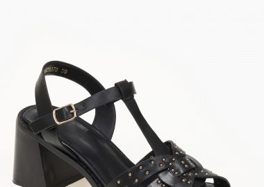 Χαμηλά πέδιλα με χοντρό τακούνι και μικρά τρουκς - Μαύρο - Issue - 