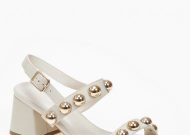 Χαμηλά πέδιλα με χοντρό τακούνι και τρουκς. - Λευκό - Issue - 