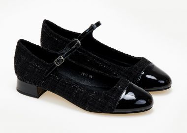 Χαμηλά tweed γοβάκια με μπαρέτα - Μαύρο - Issue - 