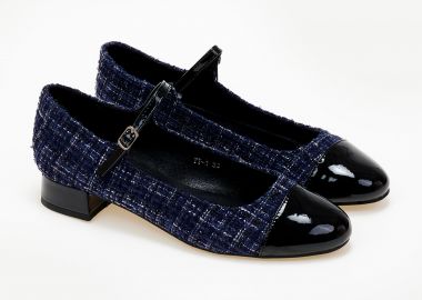 Χαμηλά tweed γοβάκια με μπαρέτα - Μπλε - Issue - 