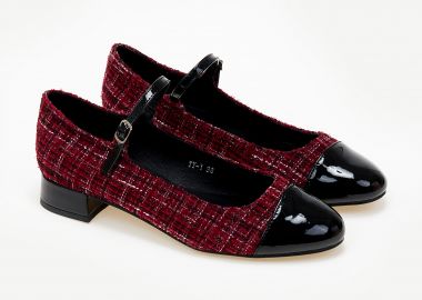 Χαμηλά tweed γοβάκια με μπαρέτα - Μπορντώ - Issue - 