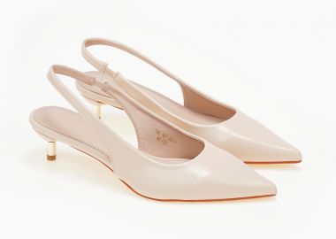 Χαμηλές slingback γόβες με λεπτό τακούνι - Μπεζ - Issue - 
