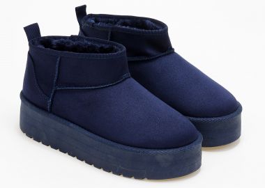 Χαμηλό δίπατο μποτάκι με εσωτερική γούνα - Μπλε - Issue - 