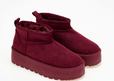 Χαμηλό δίπατο μποτάκι με εσωτερική γούνα - Μπορντώ - Issue - 