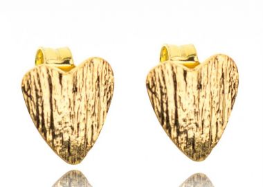 Χειροποίητα γυναικεία σκουλαρίκια καρδιές από επιχρυσωμένο ασήμι 925 -  - 