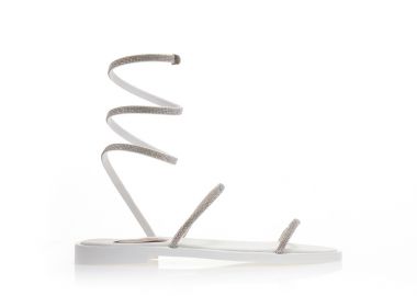 Χειροποίητα σανδάλια ασημί δερματίνη με πολλαπλά λουράκια από στρας ΑΣΗΜΙ - Tsoukalas - 