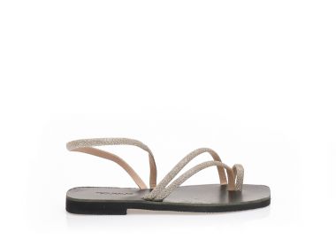 Χειροποίητα σανδάλια χρυσά δερματίνη με λουράκια και γκλίτερ και σχέδιο δαχτυλίδι ΧΡΥΣΟ - Tsoukalas - 