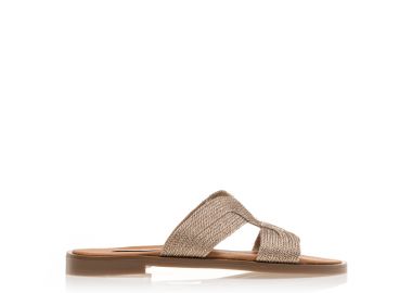 Χειροποίητα σανδάλια χρυσά δερματίνη με σχέδιο Η ΧΑΛΚΟΣ - Tsoukalas - 