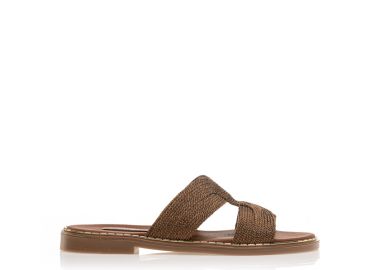 Χειροποίητα σανδάλια μπρονζέ δερματίνη με σχέδιο Η ΜΠΡΟΝΖΕ - Tsoukalas - 