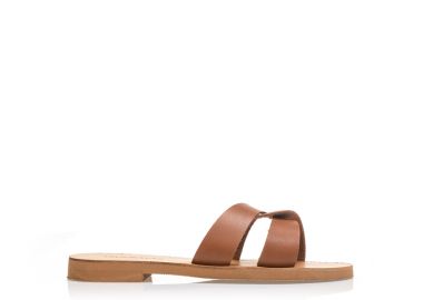 Χειροποίητα σανδάλια ταμπά από αναγενημένο δέρμα με σχέδιο χιαστί στη φάσα ΤΑΜΠΑ - Tsoukalas - 