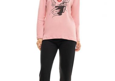 Cherry Underwear Χειμερινή Γυναικεία Βαμβακερή Μπλούζα Πιτζάμας Ροζ - Cherry Underwear - 