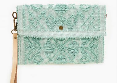 Χιαστί τσαντάκι με ανάγλυφες ραφές - Μέντα - Issue - 