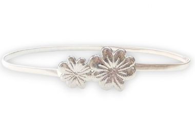 chic ελαστική μεταλλική ζώνη Flower ασημί - PerfectDress.gr - 