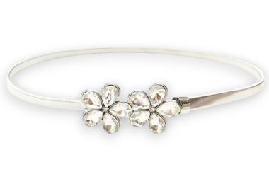 chic ελαστική μεταλλική ζώνη Flower crystal ασημί - PerfectDress.gr - 