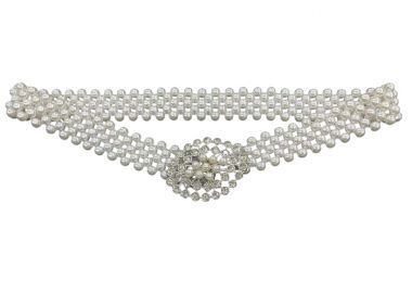 chic ελαστική ζωνη πέρλες Ηοnore ασημί - PerfectDress.gr - 