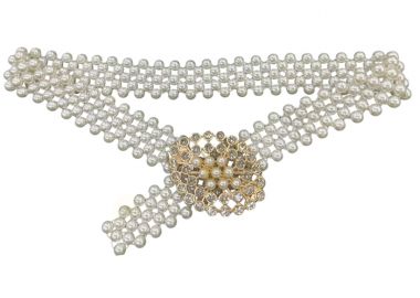 chic ελαστική ζωνη πέρλες Ηοnore χρυσό - PerfectDress.gr - 