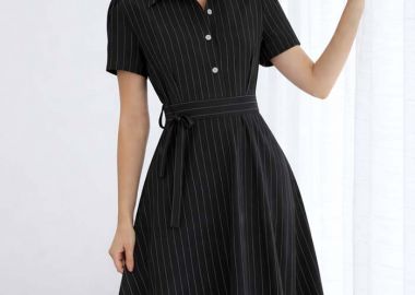 chic ριγέ φόρεμα Dorothy μαύρο - PerfectDress.gr - 