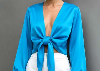 chic σατέν μπολερό Jojo τιρκουάζ - PerfectDress.gr - 