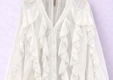 chic σιφόν πουκάμισο βολάν Dandy εκρού - PerfectDress.gr - 