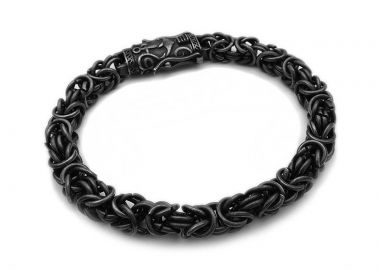 Χοντρή Αλυσίδα χεριού από ατσάλι γκρι μαύρο BA434 - Asimenio - 